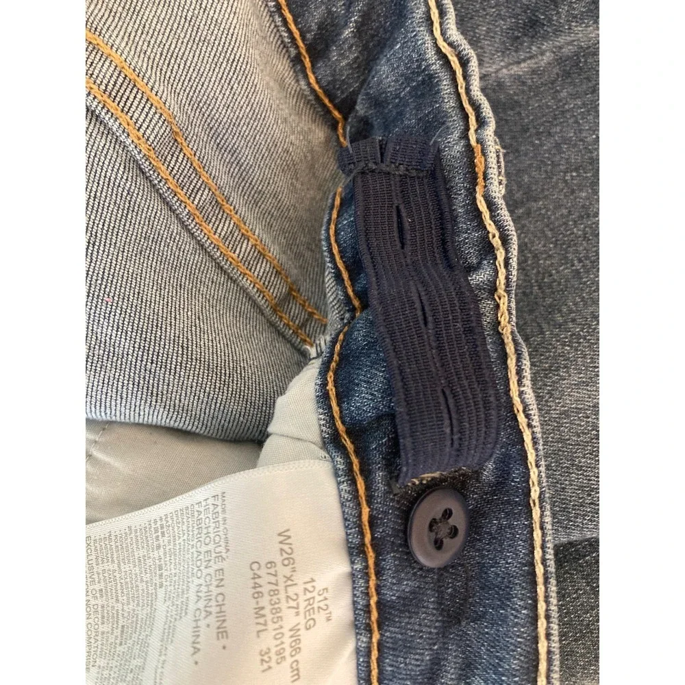 Levis 512 Slim Taper Jeans Boys Size 12 Regular Medium Wash Blue W26 L27 Denim